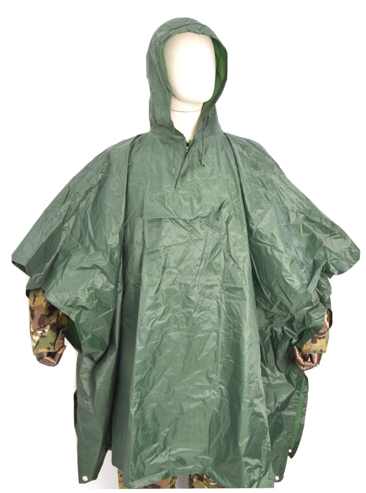 British Army Style Waterproof Poncho Cape Emergency Shelter Sheet With Hood OD