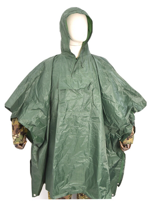 British Army Style Waterproof Poncho Cape Emergency Shelter Sheet With Hood OD