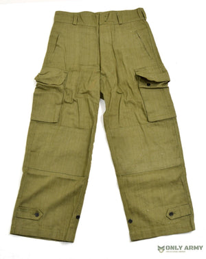 Vintage French Military M47 Trouser Pants Wide Fit Herringbone Cotton Army Repro