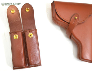 1960's Vietnam Era Pistol Shoulder Holster + Magazine Holder Pouch Leather Gun