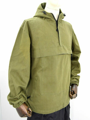 Army Olive OD Smock Canvas Cotton Anorak Buffalo Top Hooded Jacket Thick Vintage