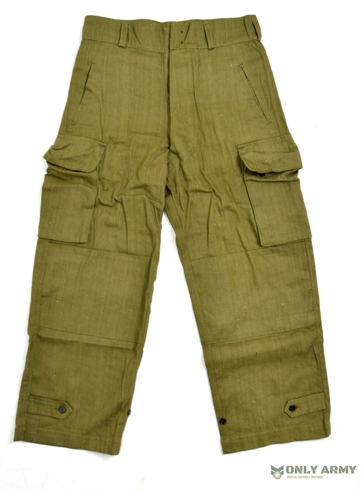 Vintage French Military M47 Trouser Pants Wide Fit Herringbone Cotton Army Repro