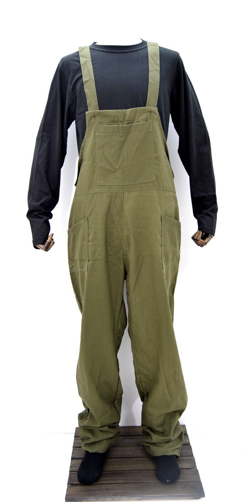 British Army Style Olive Bib & Brace Overalls / Dungarees Heavy Cotton Trousers