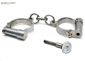 RARE Vintage Screw Key Handcuffs Cuffs Darby Cylinder Antique Refurb Condition
