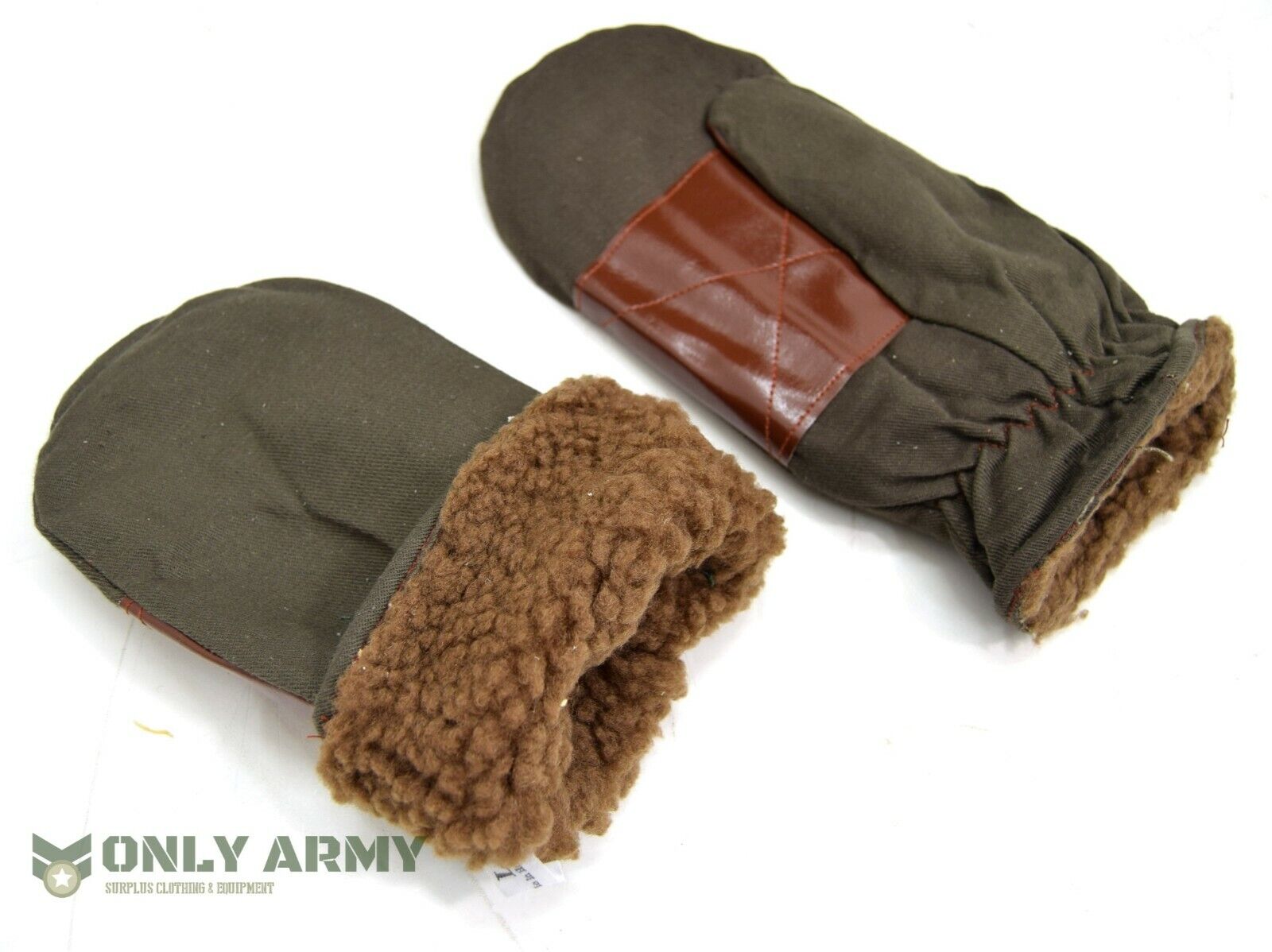 1960s Czech Army Cold Weather Mittens Fur Lined Winter Gloves Mits New Old Stock