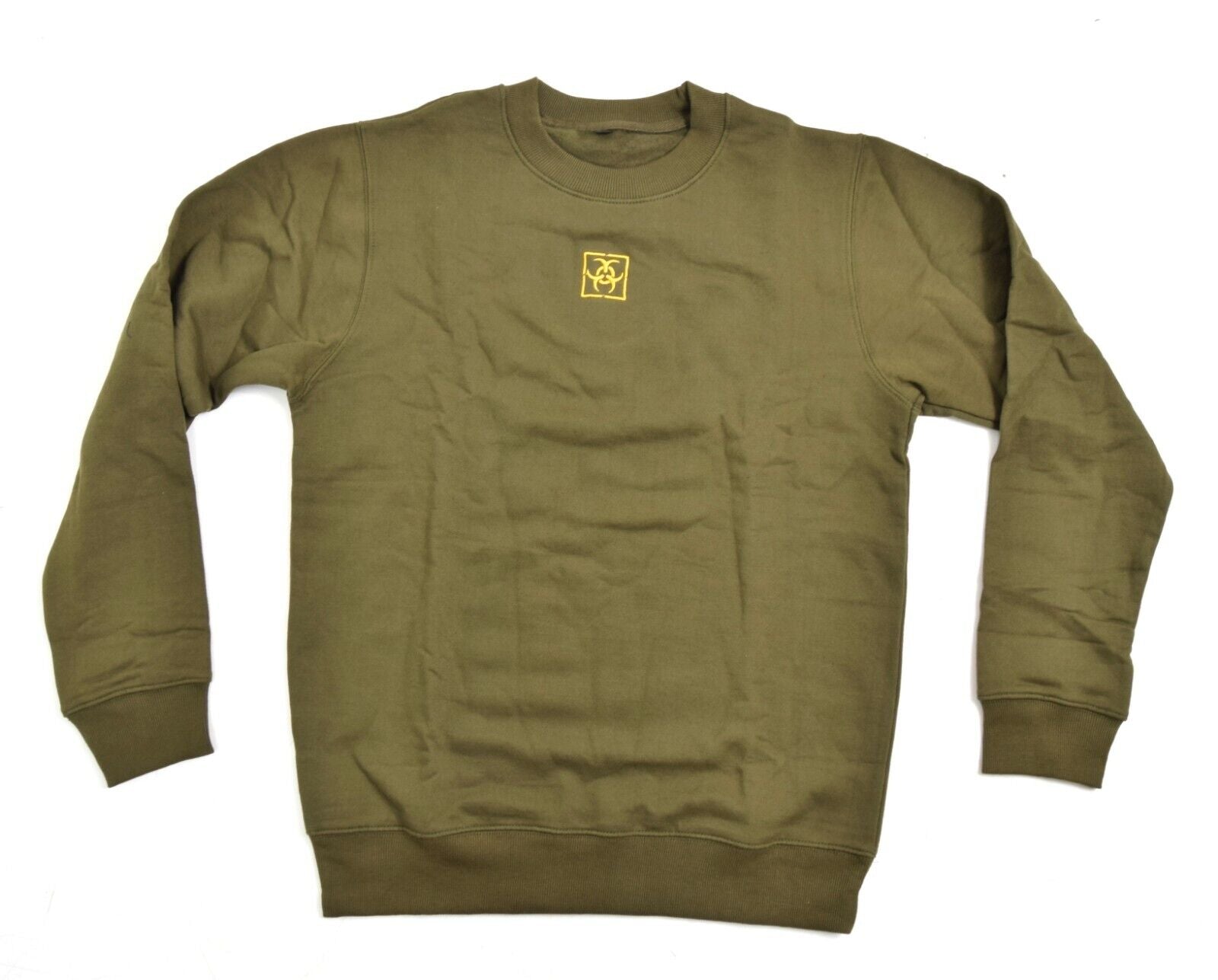 BIO HAZARD Unit Sweatshirt Army Military Olive Top Centre Logo BIOHAZARD Logo