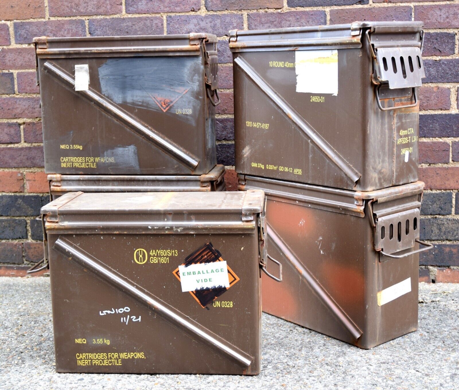 Used British Army Metal Storage Box 30MM Ammo Case Tin Large Tool Box Surplus