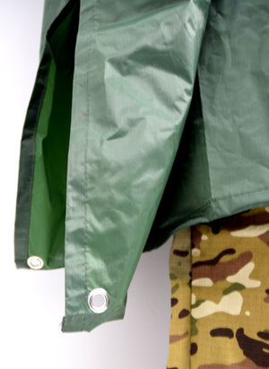 British Army Style Waterproof Poncho Cape Emergency Shelter Sheet With Hood OD