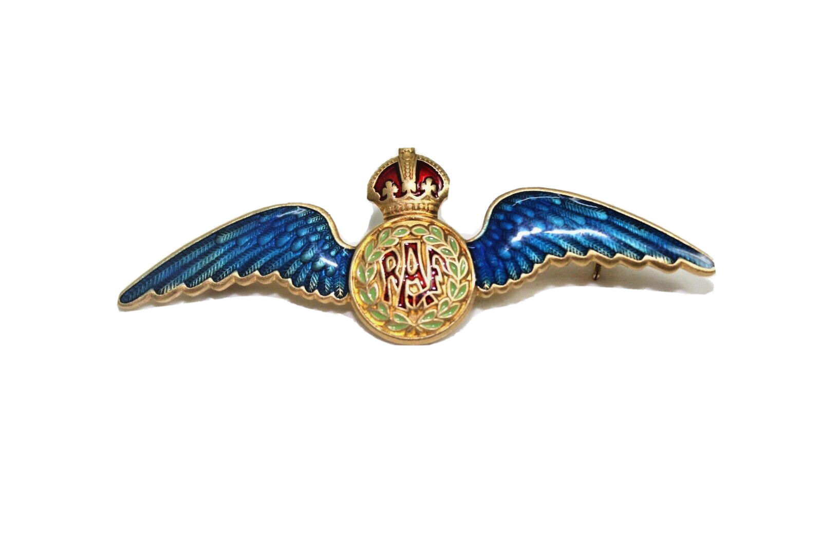 Kings Crown Royal Air Force RAF Wings Badge Sweetheart Brooch Pin RARE Enamel