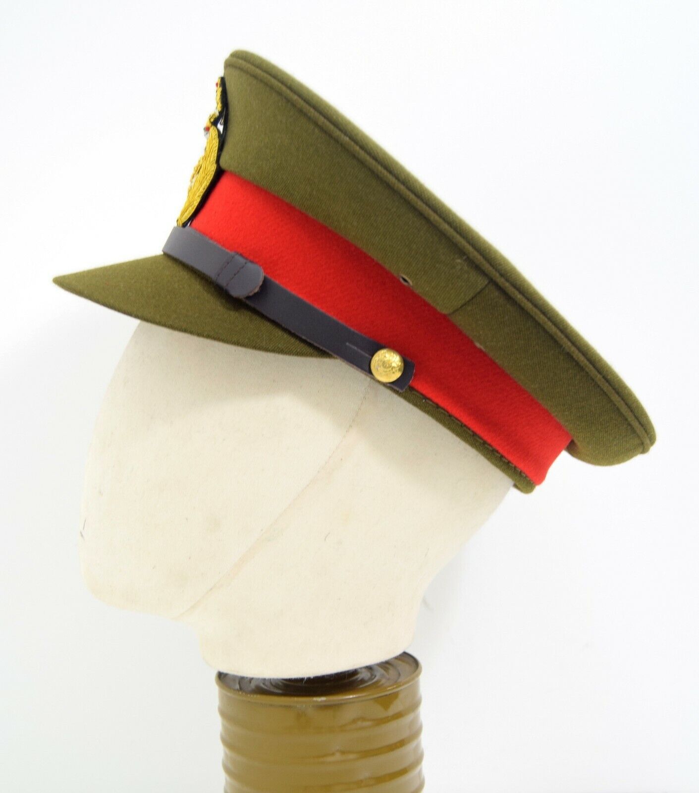 British Army 1940's Khaki Peak Cap WWII Generals Style Dress Uniform Hat WW2 