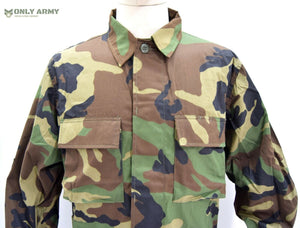 Croatian Military 4 Pocket Field Jacket Shirt Lightweight Woodland Camo US Army