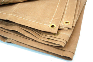 1950's Swiss Army Heavy Duty Tan Canvas Sheet Waterproof Tarpaulin Tarp Military