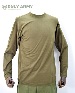 British Army Olive Long Sleeve Top T Shirt Thermal Underwear Base Layer T'shirt
