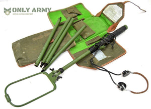 RARE Polish Army Metal / Mine Detector Set With Canvas Leather Pouch Detecting