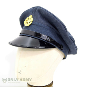 WW2 1940s British RAF Peak Cap With Metal Badge Kings Crown Royal Air Force Army