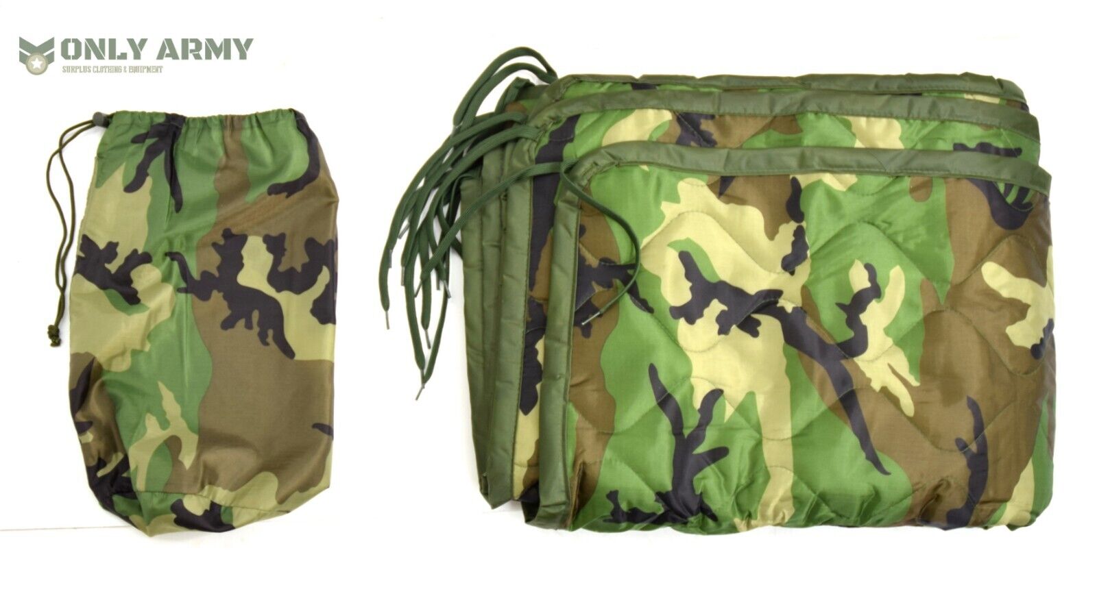 US Army Poncho Liner Woobie Quilted Blanket NEW Woodland Camo With Stuff Sack