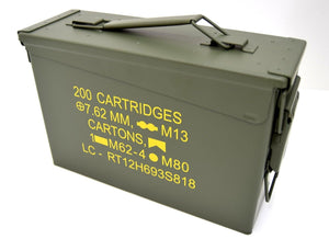 NATO 50Cal Ammo Box Army Storage Ammunition Surplus Issue Tin Tool Metal 3 Sizes