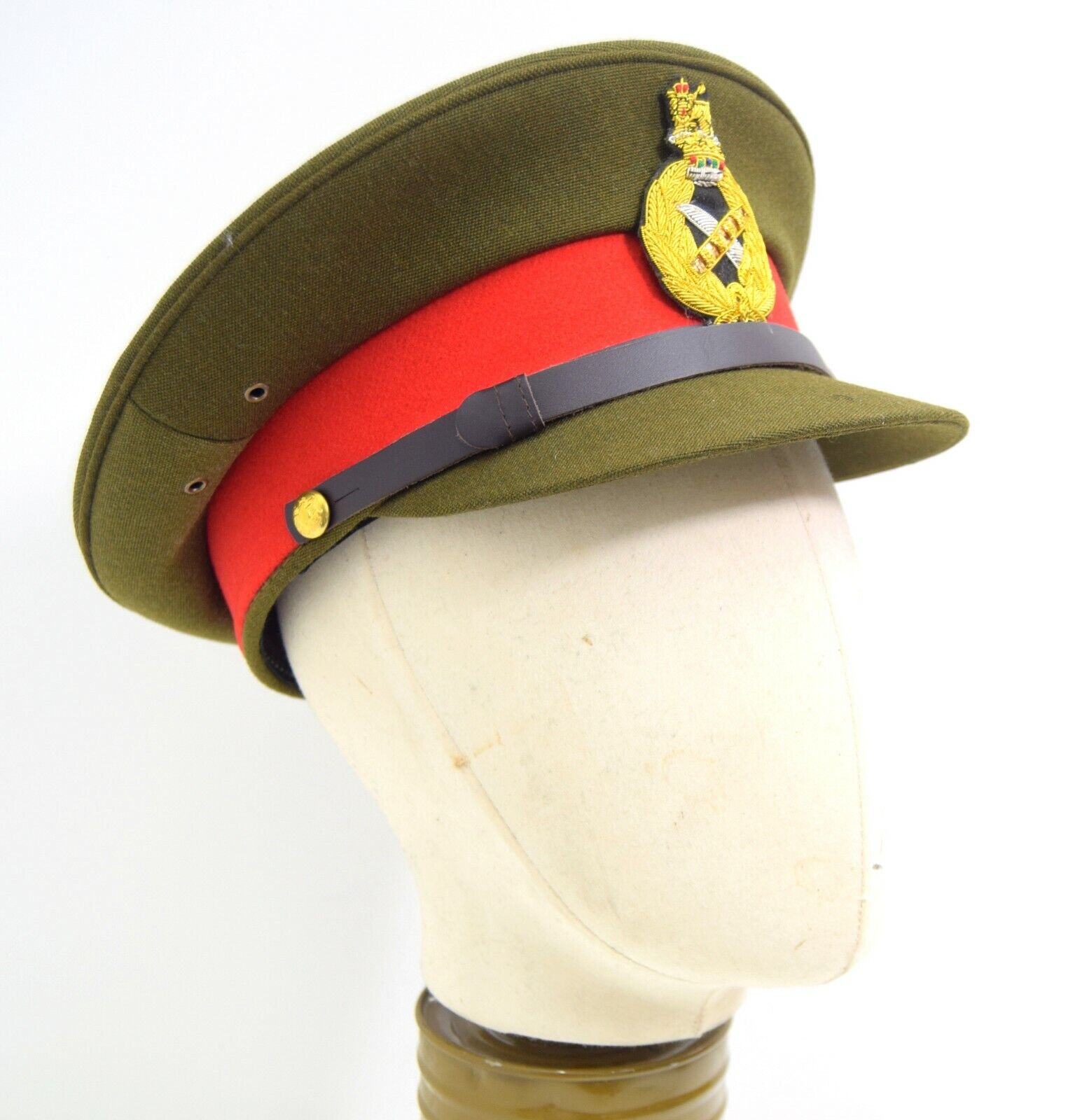 British Army 1940's Khaki Peak Cap WWII Generals Style Dress Uniform Hat WW2