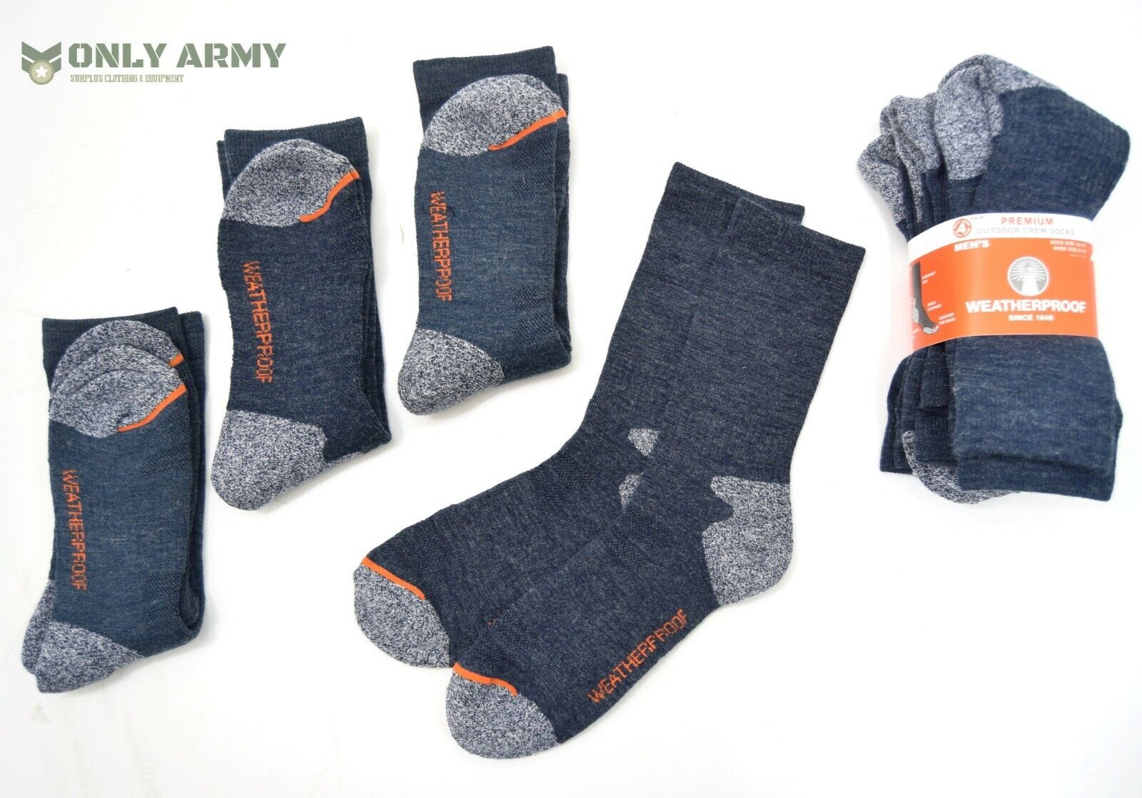 4 x Pairs Blue WEATHERPROOF® Outdoor Socks Thermal Cushioned Work Hiking Walking