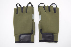 Fingerless Neoprene Gloves Olive Green Cycling Handling Tactical Army Work Sport