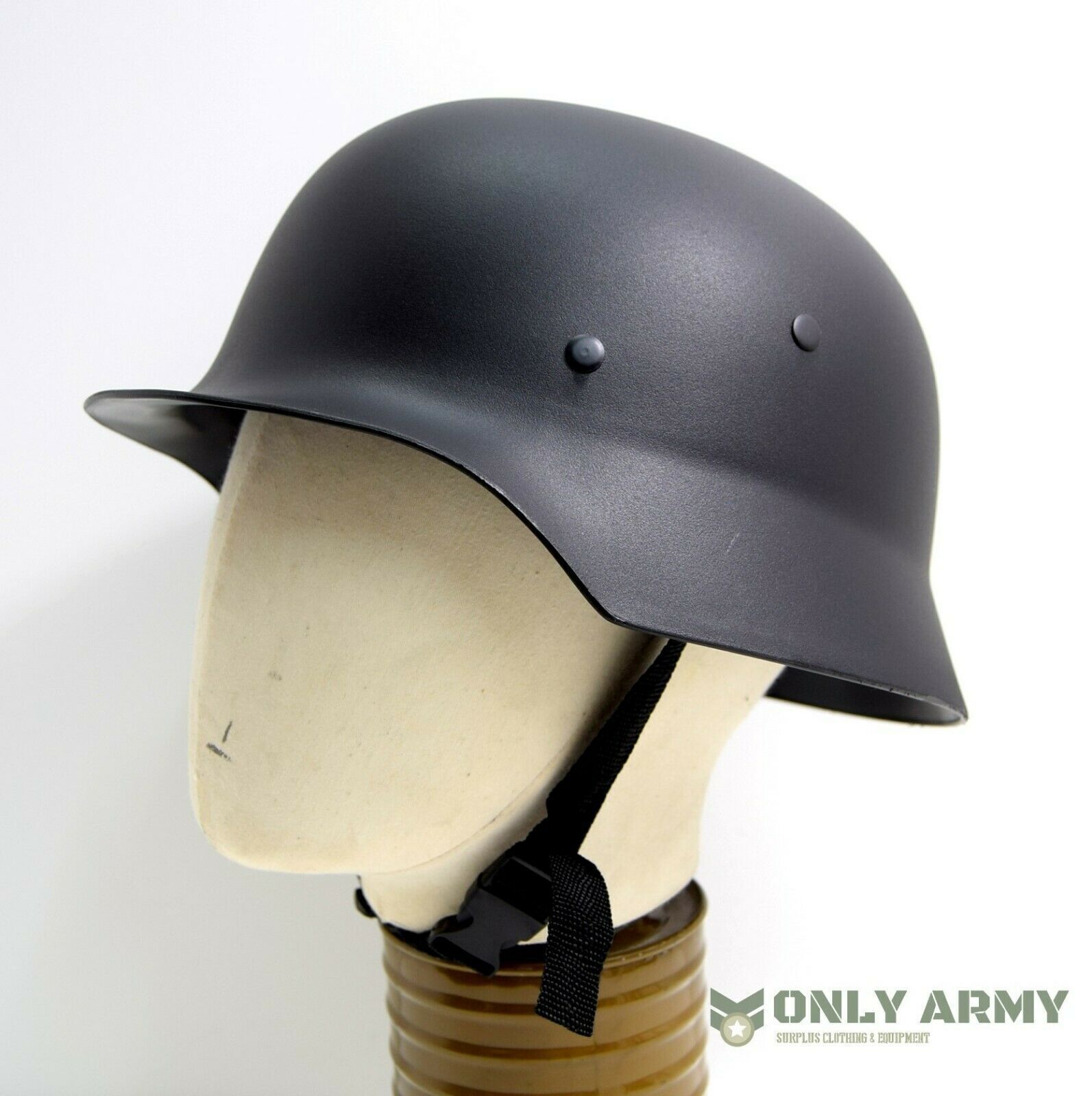 german army motorcycle helmet uk Repro German Army WW2 Plastic Helmet M40 M42 Black WWII Paratrooper He – Only Army Surplus