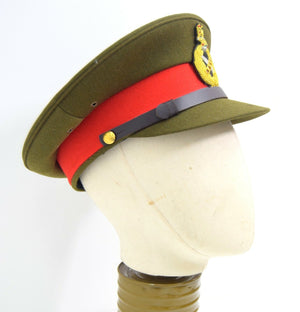 British Army 1940's Khaki Peak Cap WWII Generals Style Dress Uniform Hat WW2
