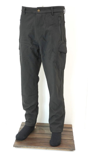 Black Tactical Softshell Waterproof Fleece Lined Combat Cargo Trousers Pants