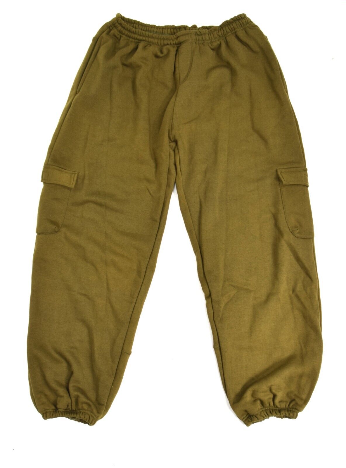 US Army Heavy Duty Combat Joggers Khaki Cargo Fleece Bottoms XL 36"-40" Waist