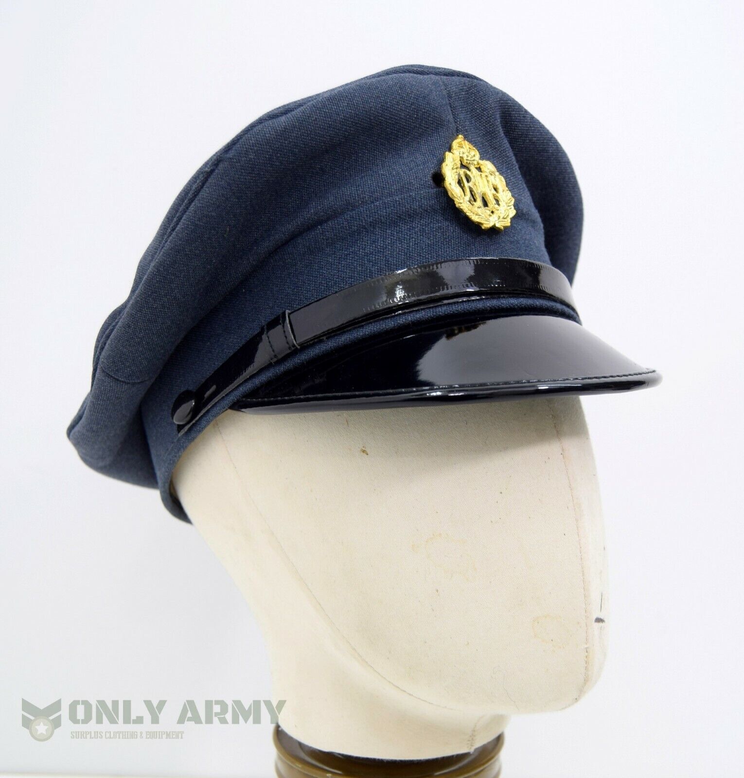 WW2 1940s British RAF Peak Cap With Metal Badge Kings Crown Royal Air Force Army