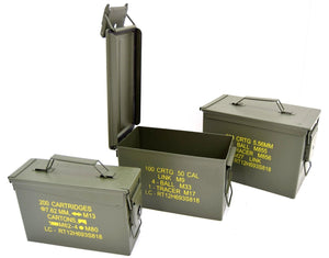 NATO 50Cal Ammo Box Army Storage Ammunition Surplus Issue Tin Tool Metal 3 Sizes