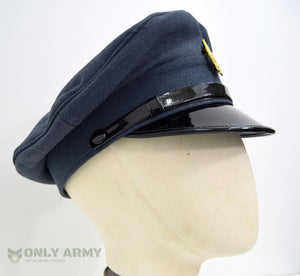 WW2 1940s British RAF Peak Cap With Metal Badge Kings Crown Royal Air Force Army