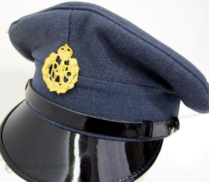 WW2 1940s British RAF Peak Cap With Metal Badge Kings Crown Royal Air Force Army