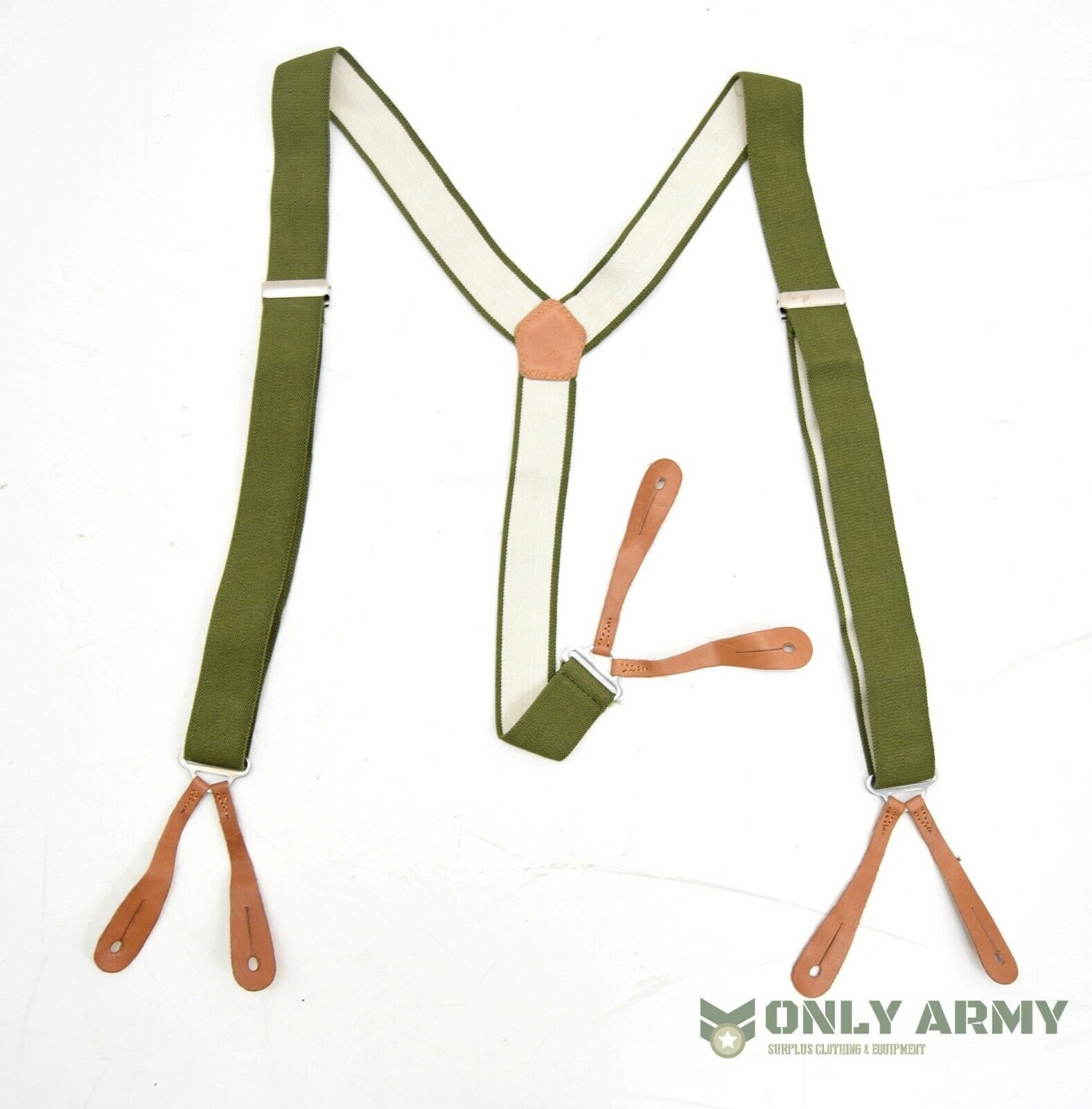 Army Braces Leather Clamping OLIVE | Army Surplus MILITARY RANGE - Foto 2