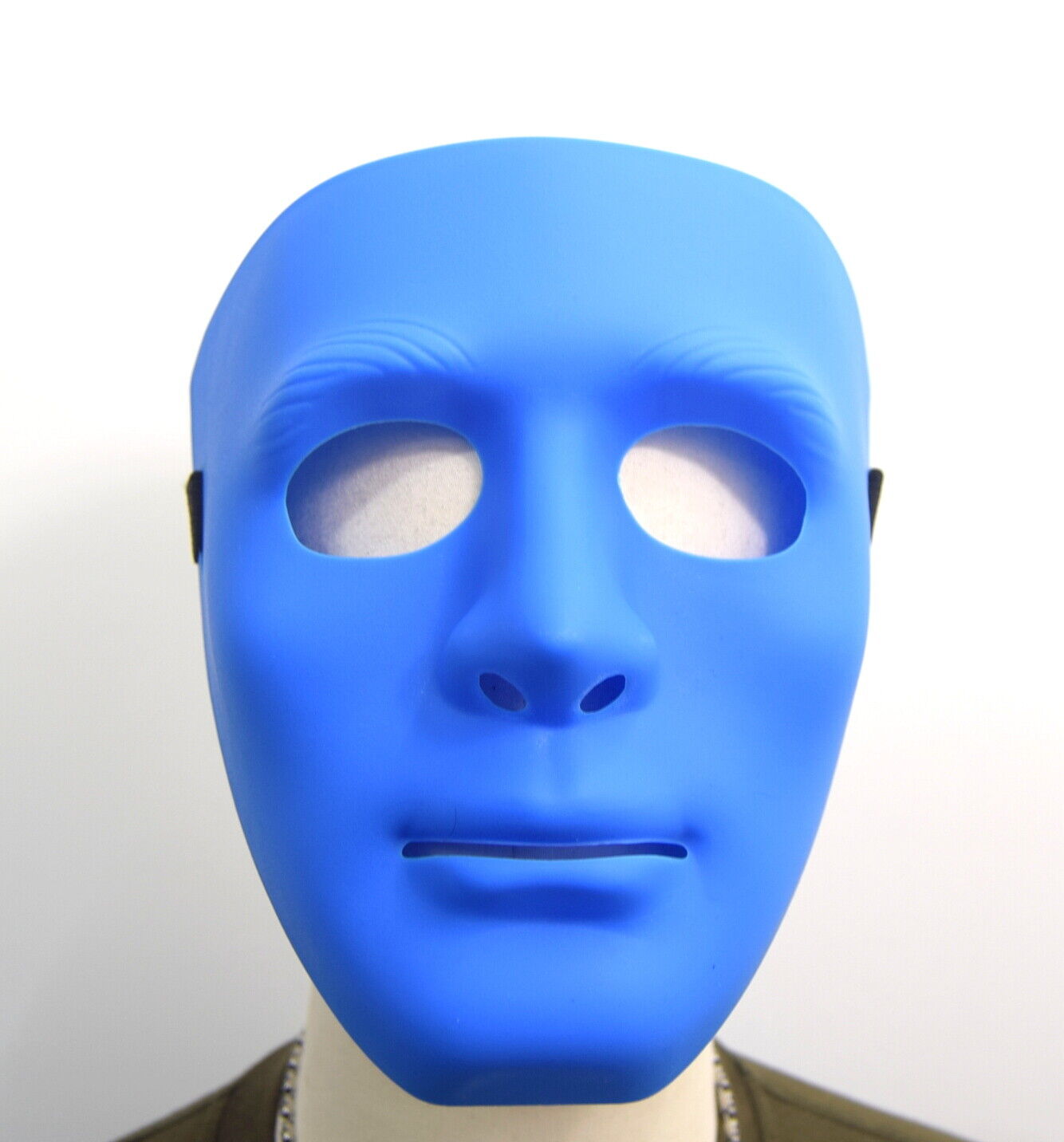 Blue ABS Plastic Protective Full Face Mask Hockey Airsoft Hard Shield Army Style