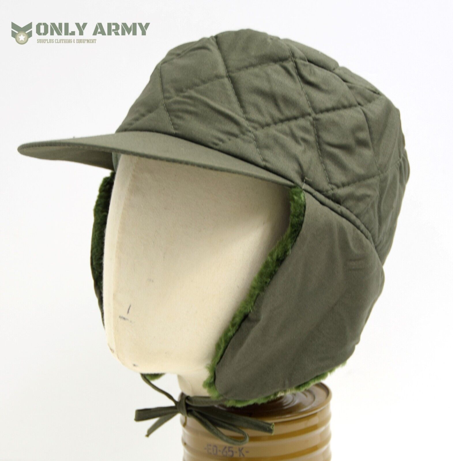 Swedish Army Style Winter Hat Size 61 XL Fur Lined Peak Cap Cold Weather Trapper