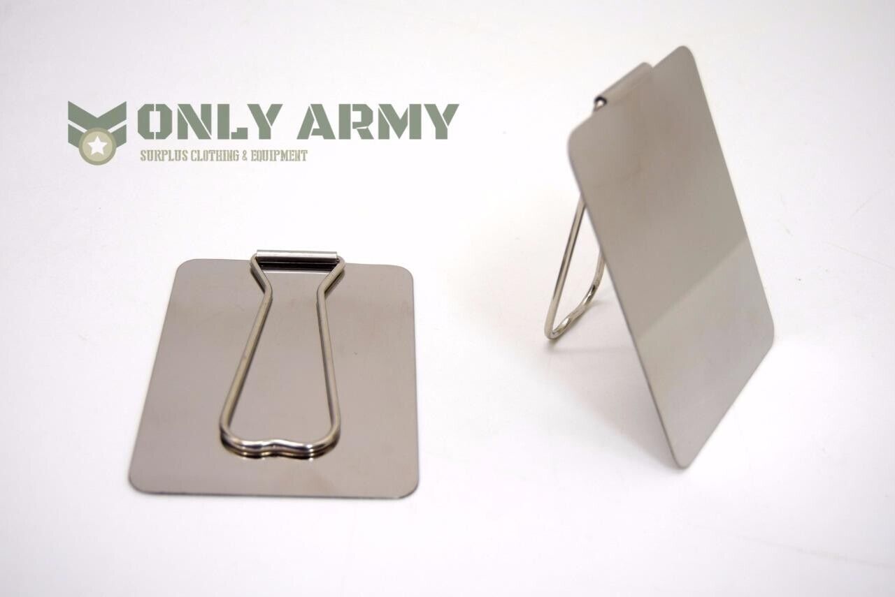 2 x Italian Army Mirror Polished Stainless Steel Tough Metal Military Camping