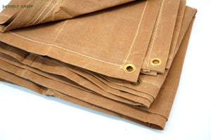 1950's Swiss Army Heavy Duty Tan Canvas Sheet Waterproof Tarpaulin Tarp Military