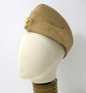 1940s WW2 Side Cap British / Canadian / US Army FS Field Service Khaki Beige Hat