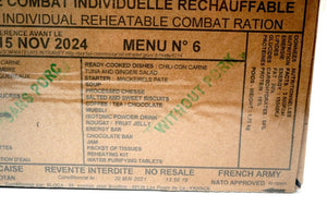 French Army RCIR Ration Pack Menu 6 (Expiry NOV 2024) 24 Hour Meal Military NATO