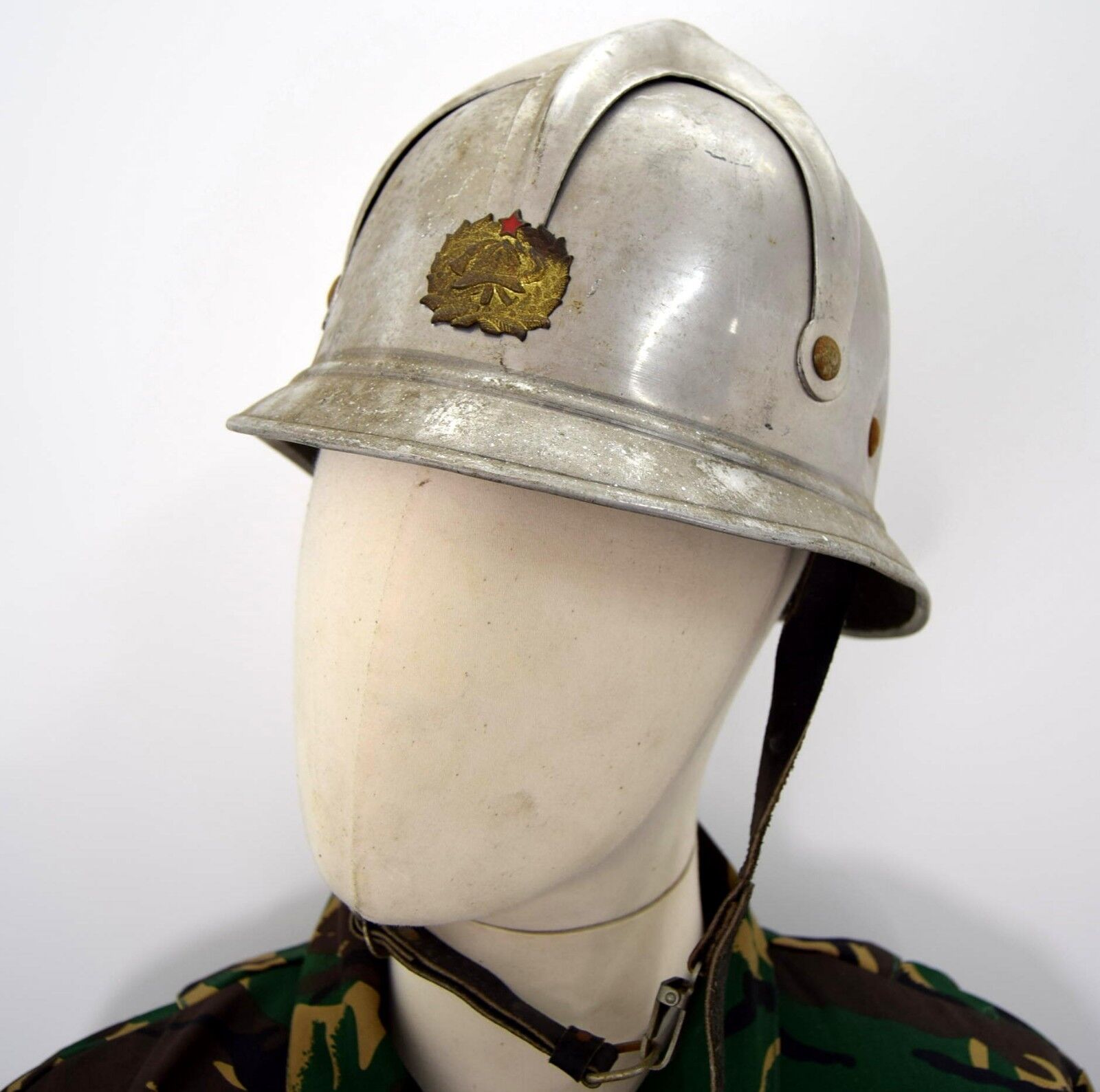 Serbian / Yugoslavian Fire Service Helmet Aluminium Fire Fighter Military Helmet