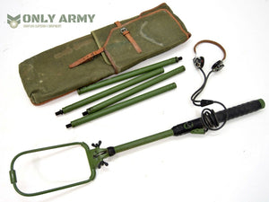 RARE Polish Army Metal / Mine Detector Set With Canvas Leather Pouch Detecting