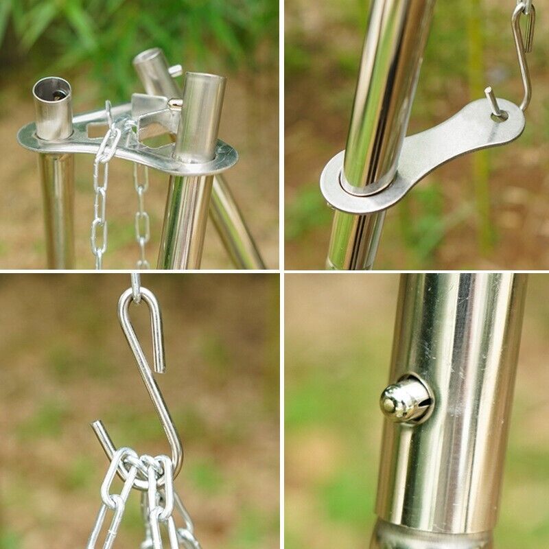 Army Style Outdoor Open Fire Tripod Cooking Stand Pot Hanging Camping Bushcraft