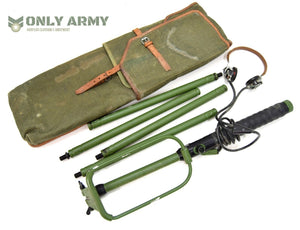 RARE Polish Army Metal / Mine Detector Set With Canvas Leather Pouch Detecting