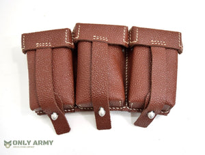 Repro German Army K98 Triple Ammo Pouch Brown Leather Mauser Ammunition WW2 WWII