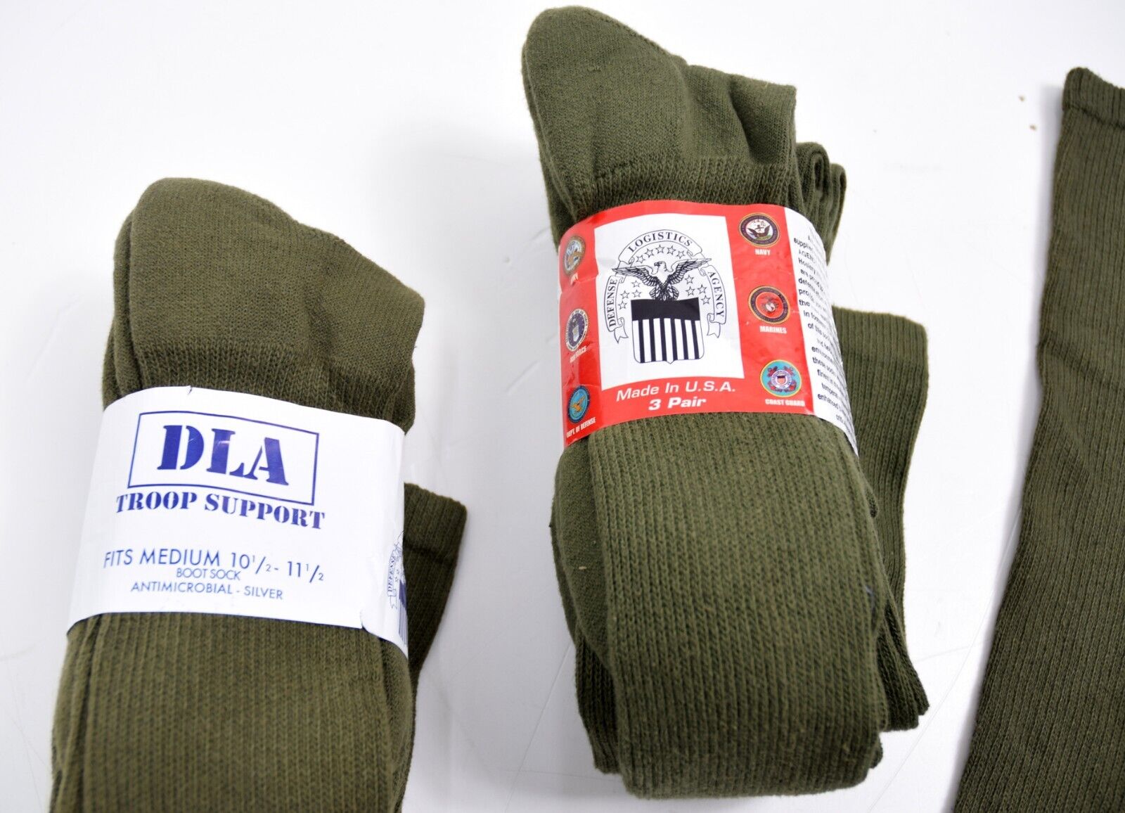3 x Pairs US Army Issue Long Length Socks Olive Drab Green Thick USMC Boot Sock