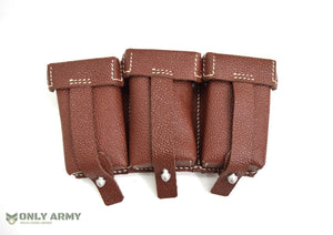 Repro German Army K98 Triple Ammo Pouch Brown Leather Mauser Ammunition WW2 WWII