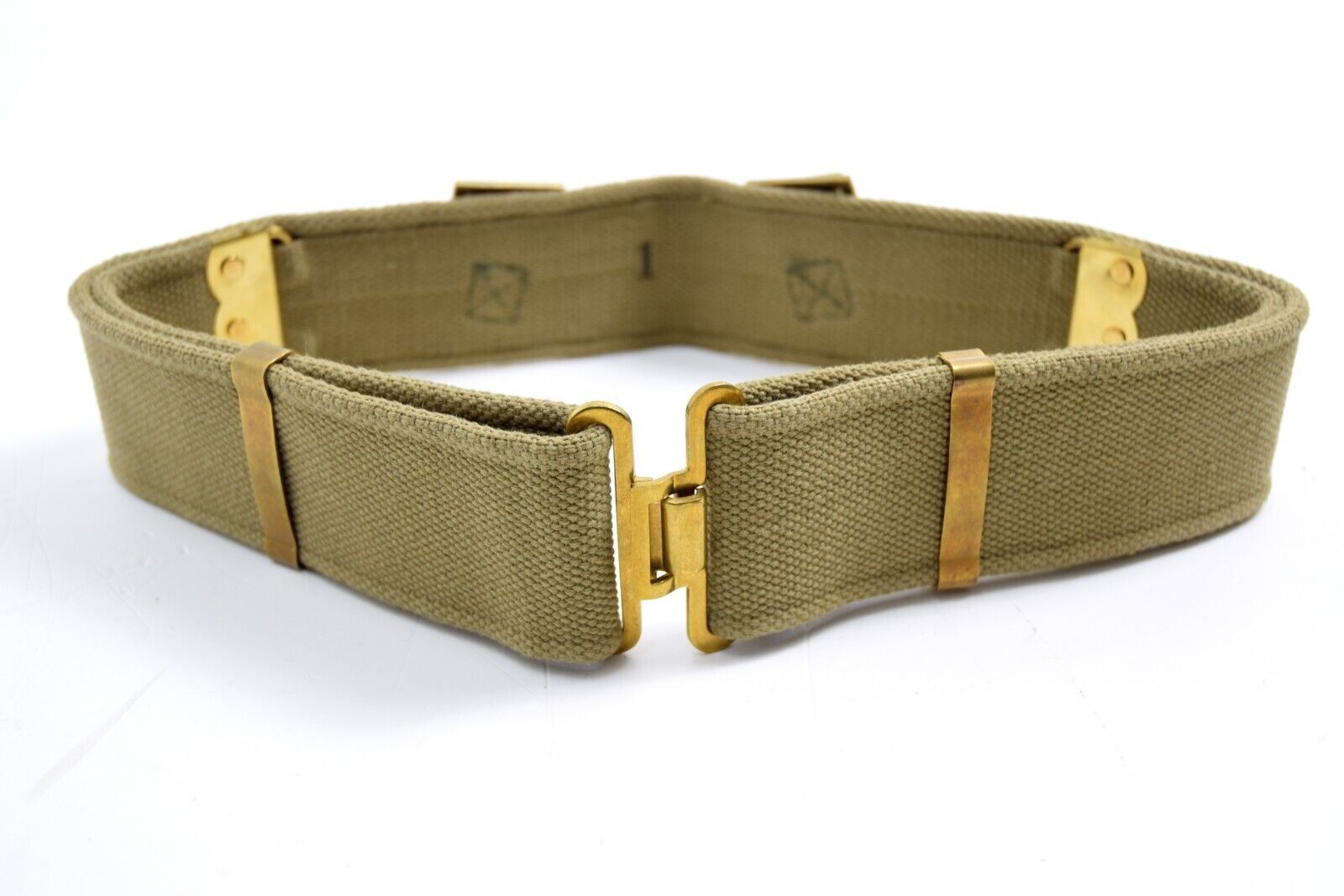 Original Italian Army M37 Canvas Belt With Brass Buckles WW2 1940s Issue Webbing