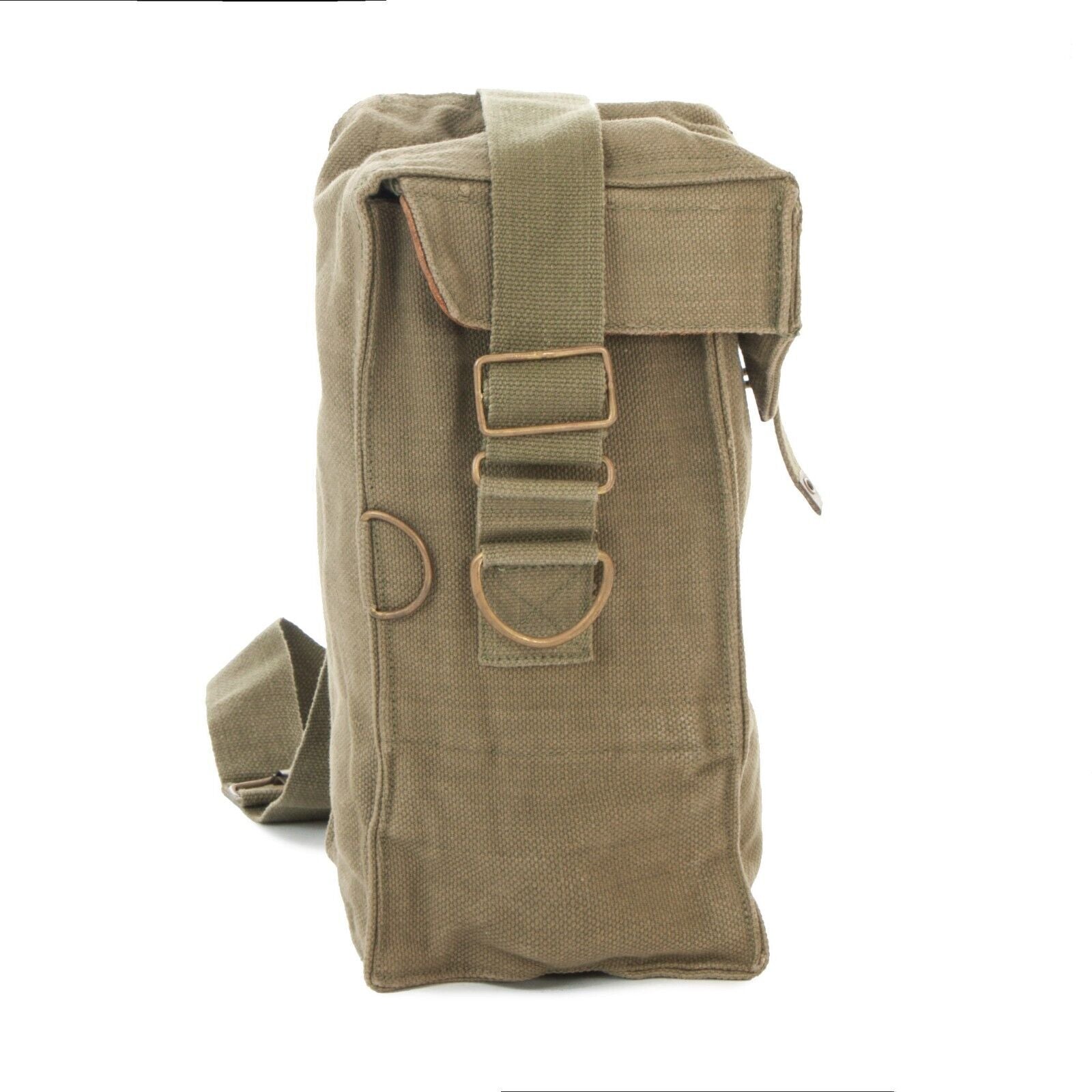 Vintage Belgian Army Canvas Bag Gas Mask Heavy Duty Webbing Satchel Shoulder