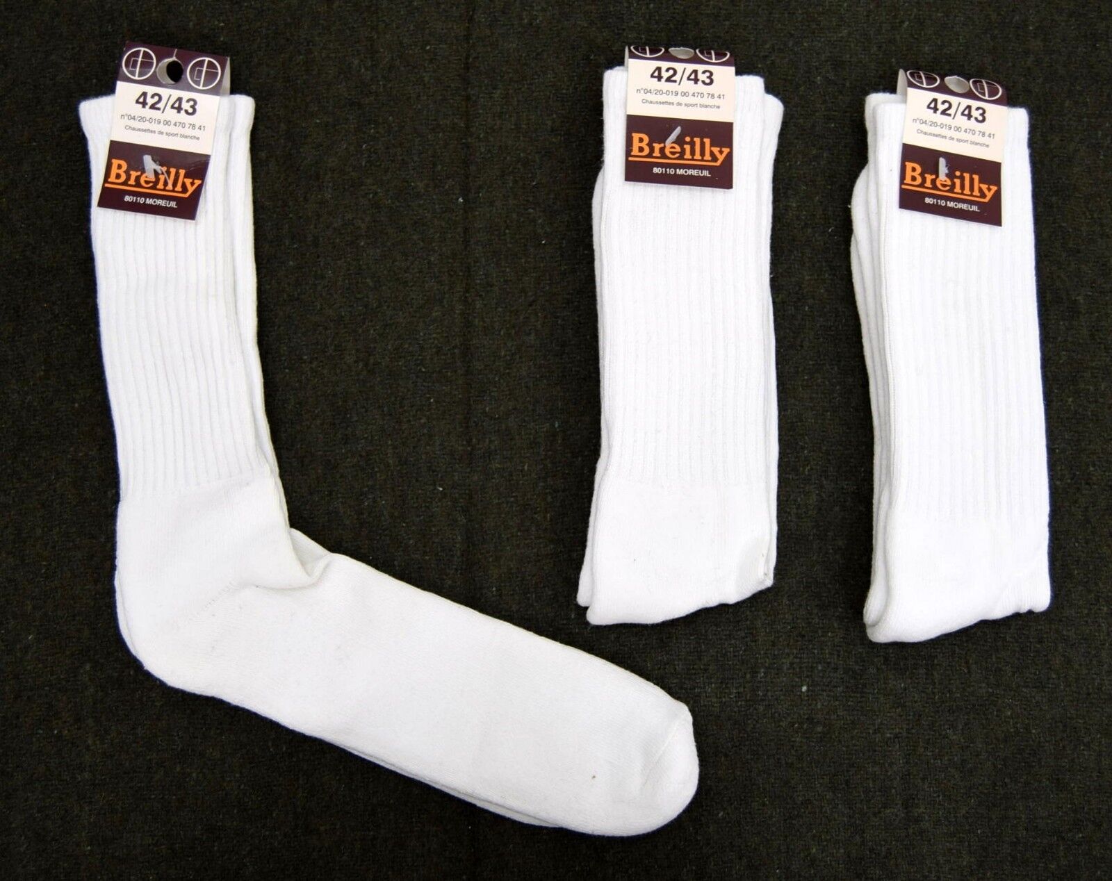 3 x Pairs NEW French Army White Socks Training Sock Warm & Comfy Cotton Blend