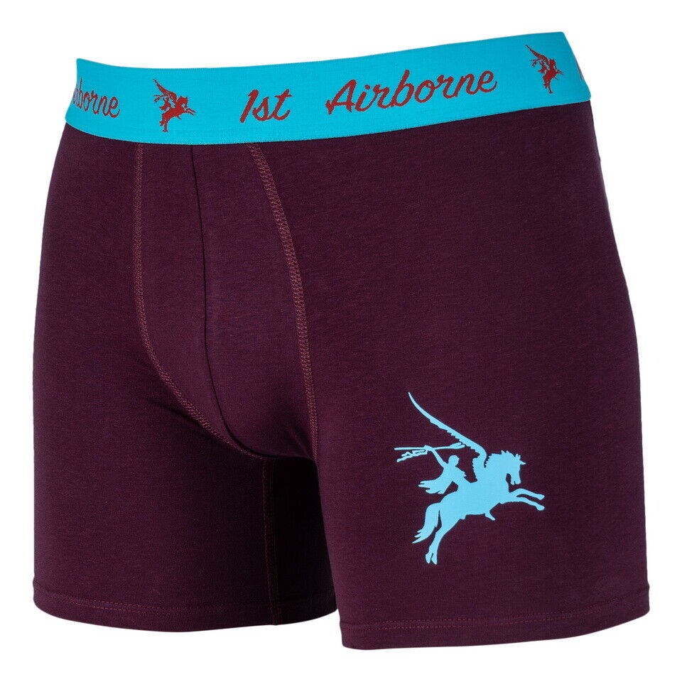 British Army Style 1st Airborne Boxer Shorts Para Pegasus Maroon Parachute